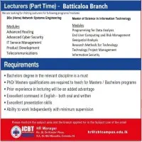 Vacancies for Lecturers - ICBT Campus - Batticaloa