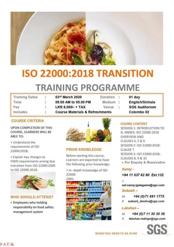 ISO 22000:2018 Transition Training Programme