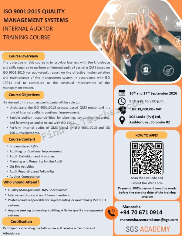 ISO 9001:2015 Quality Management Systems Internal Auditor Training Course